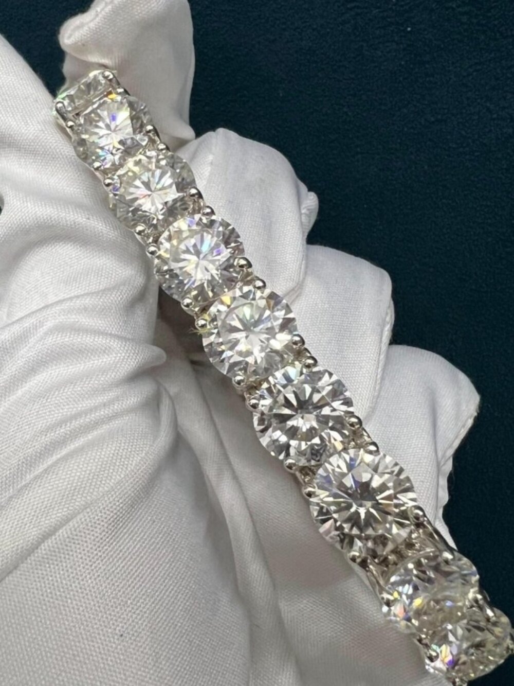 GRA Certified 27 CT* Round cut VVS1 Moissanite Diamond Tennis Bracelet 7.36 inch